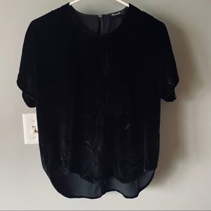 Madewell black velvet blouse